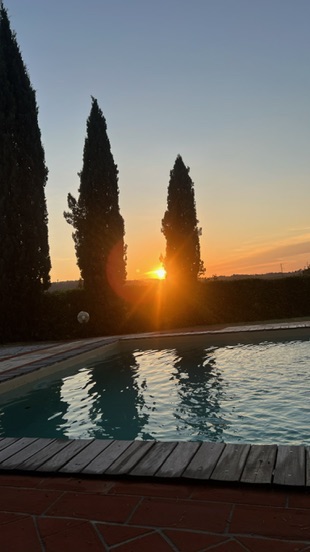 The last light by the pool